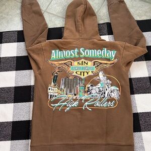Almost Someday Fade Brown Hoodie With Graphic Print